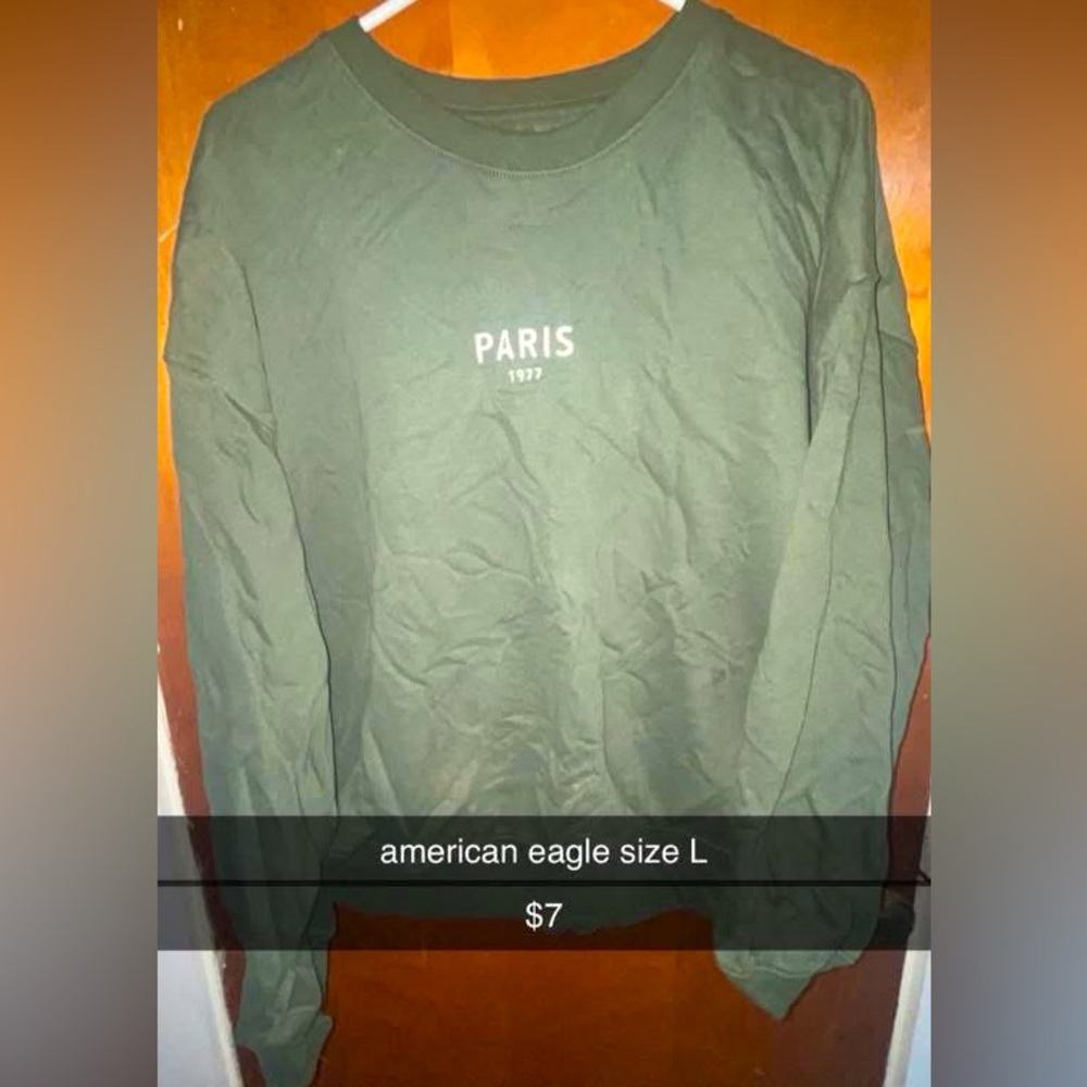 American Eagle Green Paris Sweatshirt